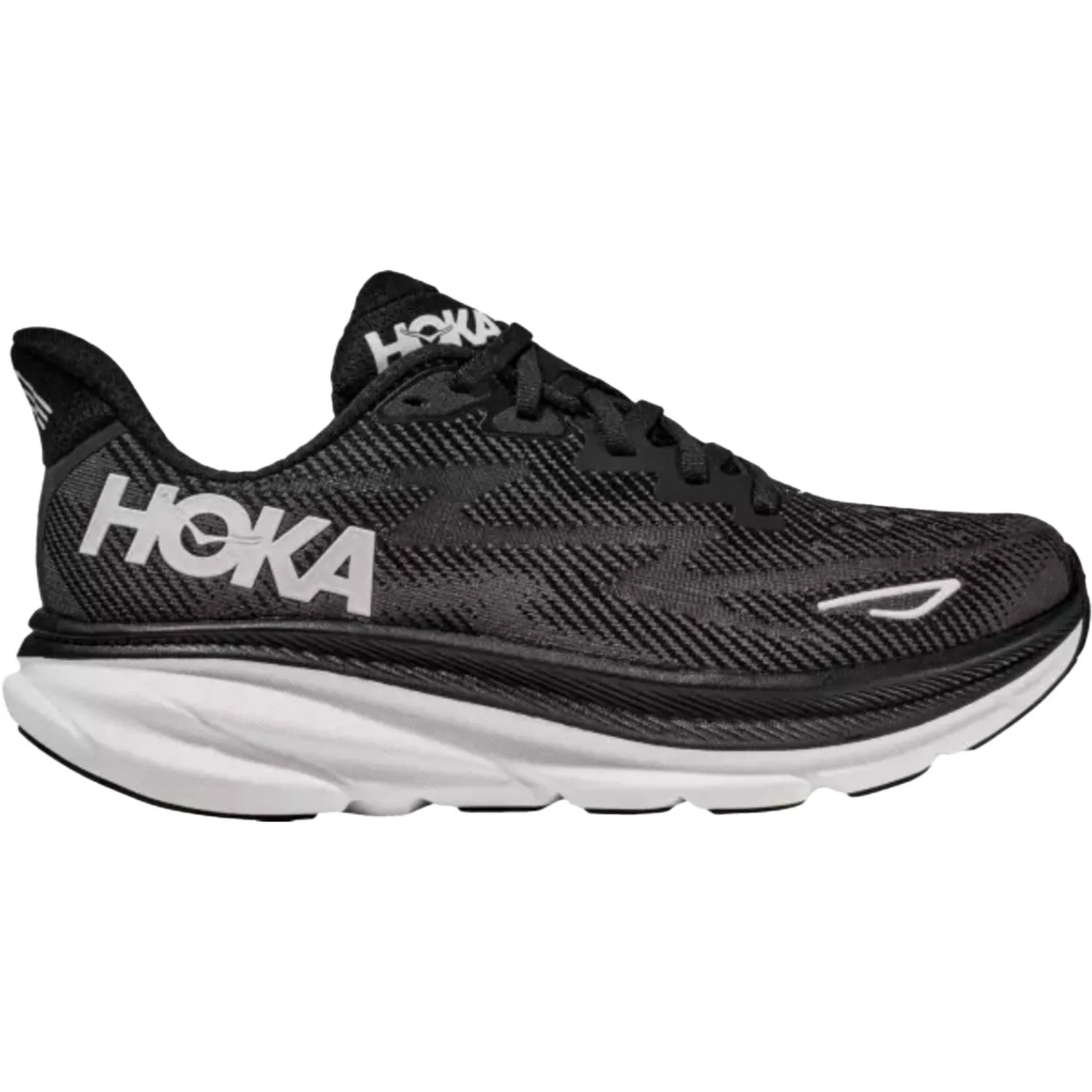 Women's Hoka Clifton 9 Black/White Mesh