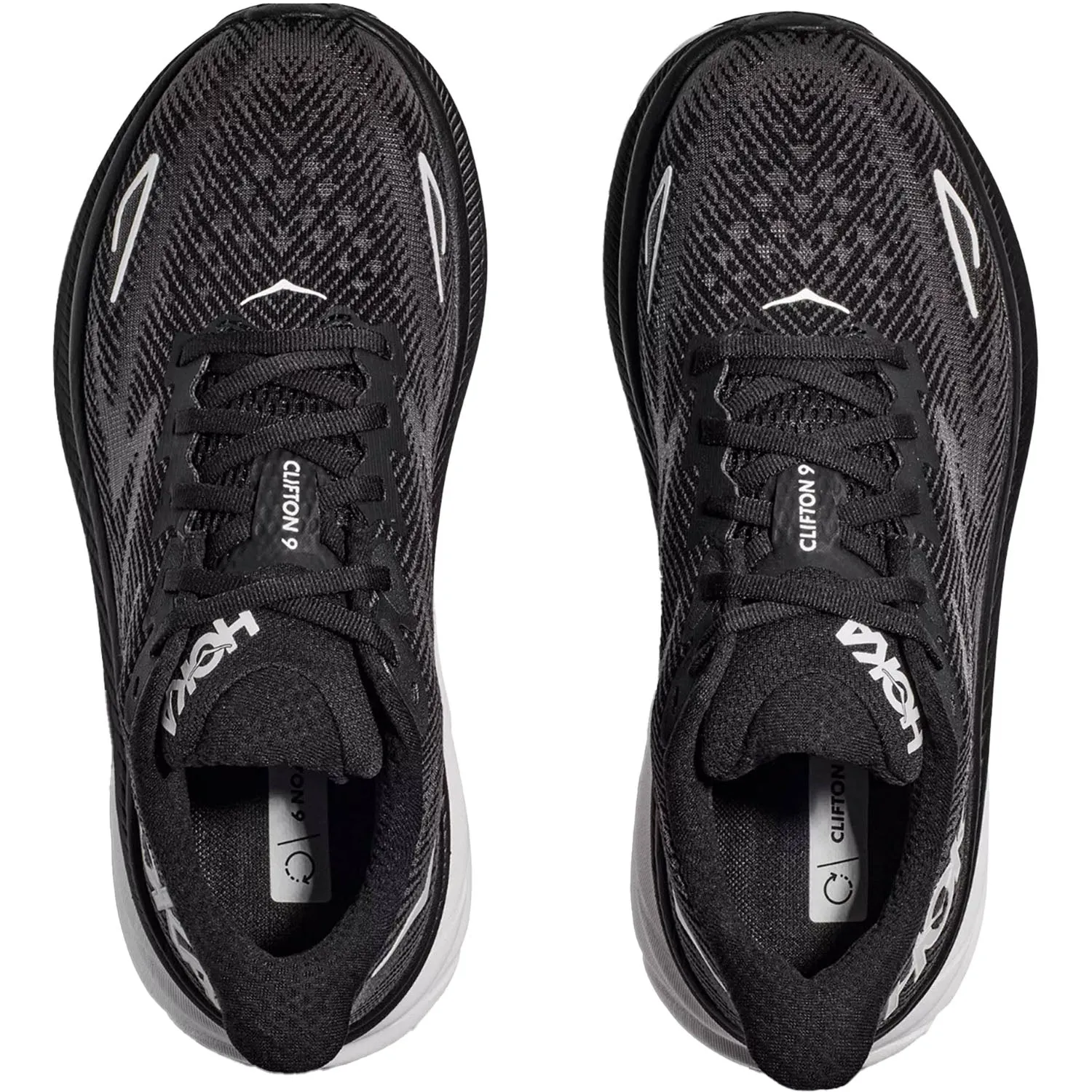 Women's Hoka Clifton 9 Black/White Mesh