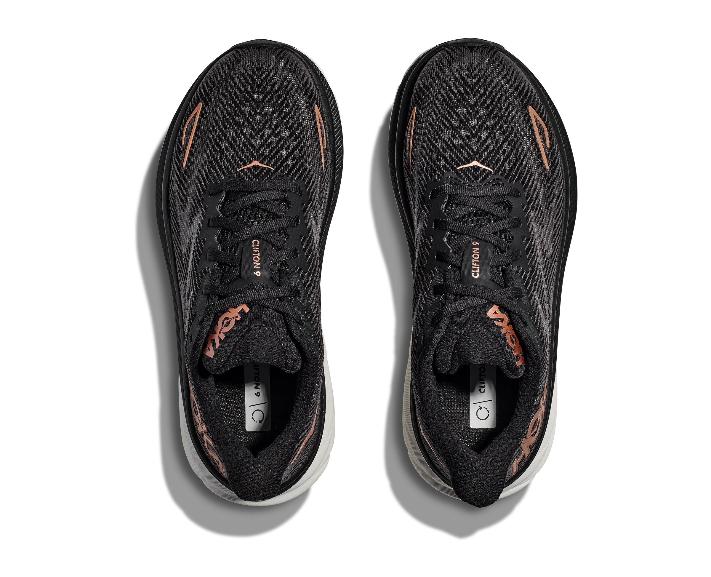 Women's Hoka Clifton 9 Color: Black/Copper (WIDE WIDTH)