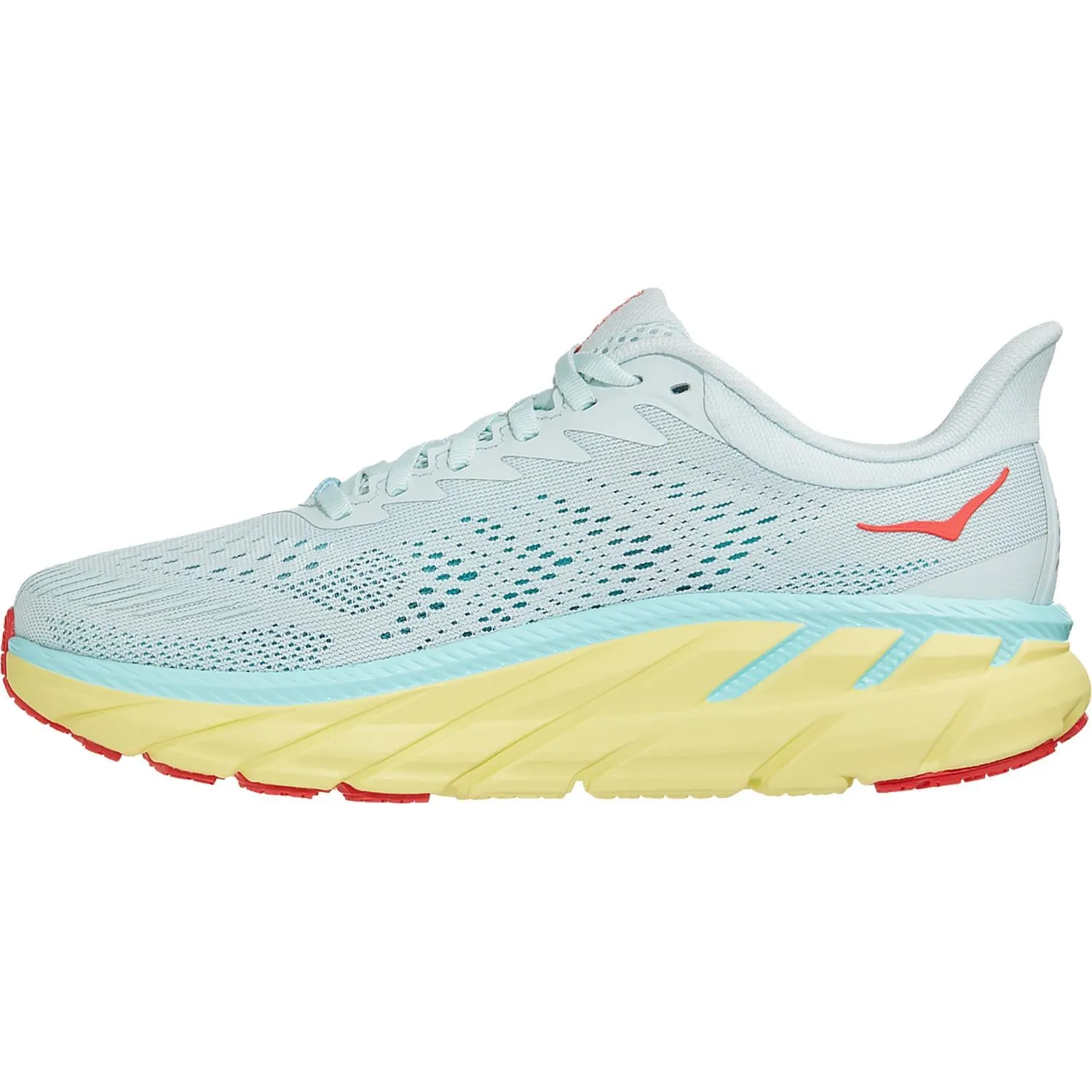 Women's Hoka One One Clifton 7 Morning Mist/Hot Coral Mesh