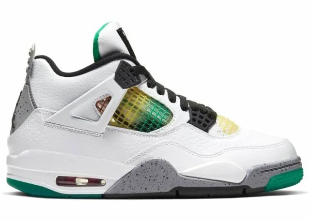 Womens nike air jordan 4 retro lucid green rasta aq9129-100